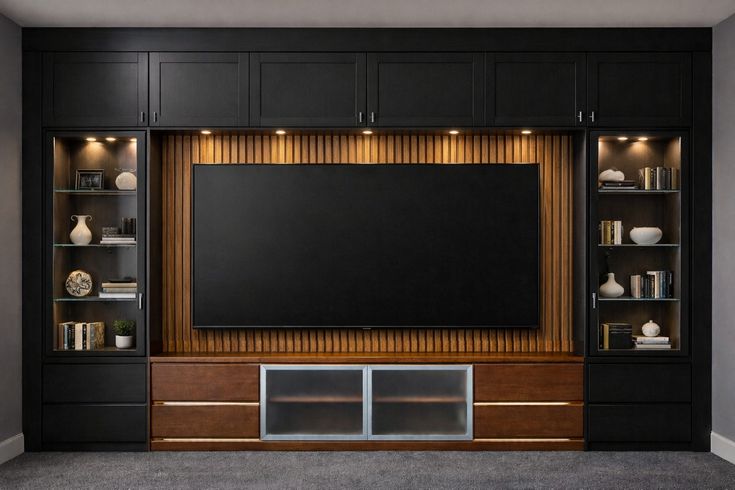 BLACK AND WOOD TV UNIT