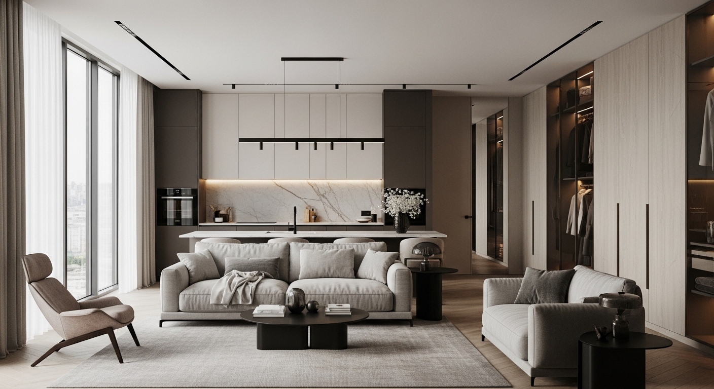 LIVING AND KITCHEN