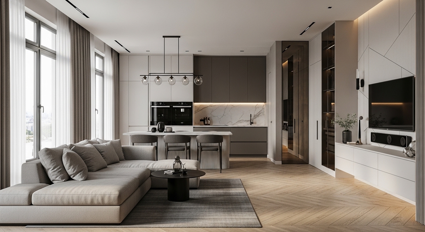 KITCHEN LIVING AND TV